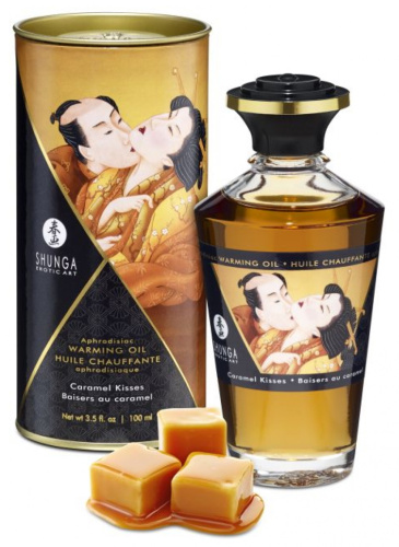 Разогревающее массажное масло Shunga Caramel Kisses c ароматом карамели 100 мл