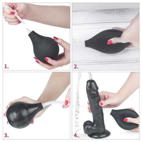 Черный фаллос с имитацией семяизвержения Lovetoy Squirt Extreme 23 см фото 9