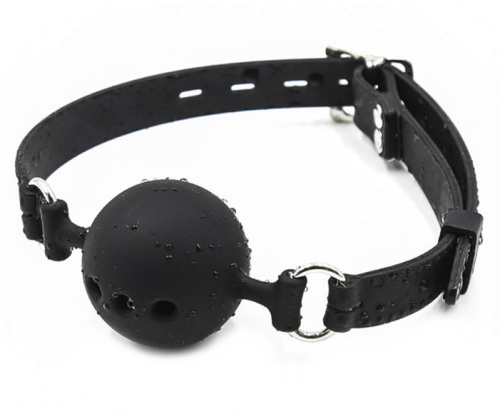 Кляп-шар из медицинского силикона черного цвета L фото 2