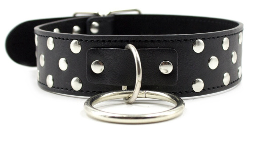 Ошейник с металлическими заклепками и поводком фото 4
