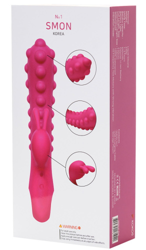 Розовый вибратор с клиторальным стимулятором Kokos Smon фото 10