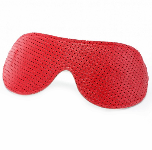 Маска на глаза из черной лаковой кожи с красным подкладом фото 2