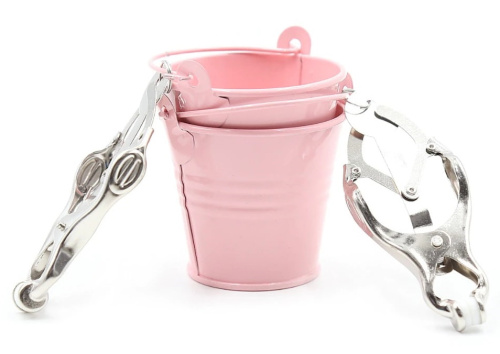 Серебряные клипсы на соски с розовыми ведерками фото 3