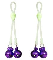 Светящиеся в темноте лассо для сосков с фиолетовыми бубенчиками