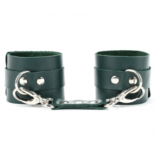 Изумрудные наручники из натуральной кожи фото 3