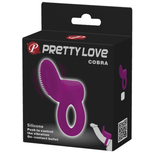 Виброкольцо с клиторальным стимулятором Pretty Love Cobra розовое фото 8