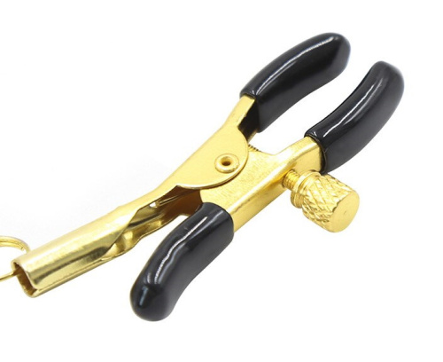 Золотистые зажимы для сосков с хрустальными бусинами фото 6