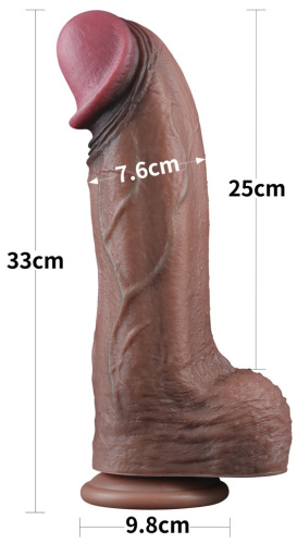 Темнокожий фаллос-гигант Dual Layered Silicone Cock XXL 33 см фото 6