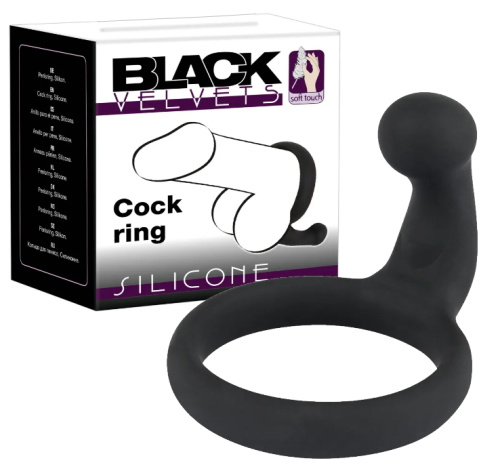 Эрекционное кольцо Black Velvets со стимулятором промежности