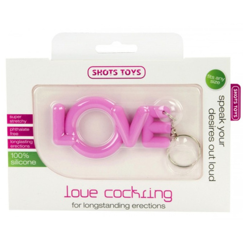 Эрекционное розовое кольцо-брелок Love фото 2