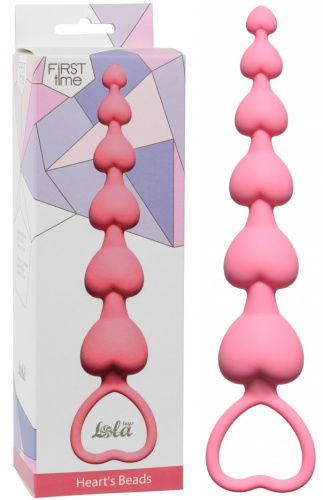 Силиконовая анальная цепочка Hearts Beads Pink