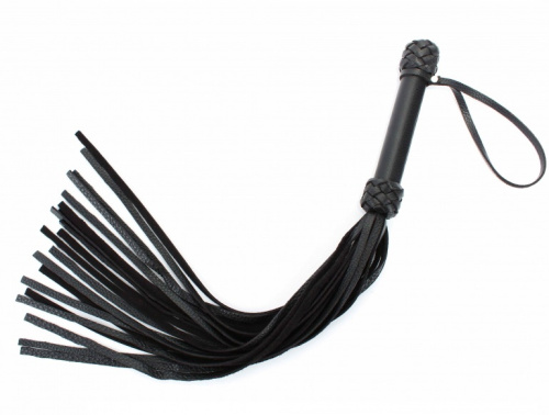 Черная плеть с турецким плетением из натуральной кожи 60 см фото 2
