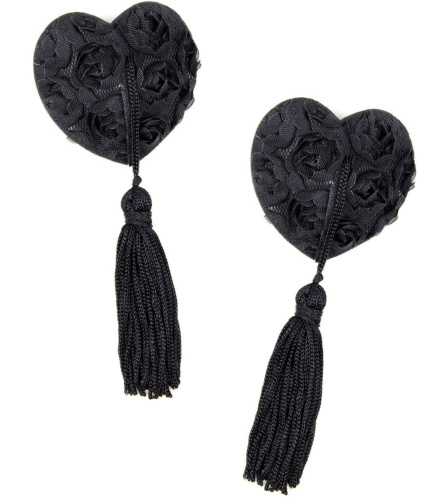 Черные пэстисы в форме сердец декорированные розочками фото 3