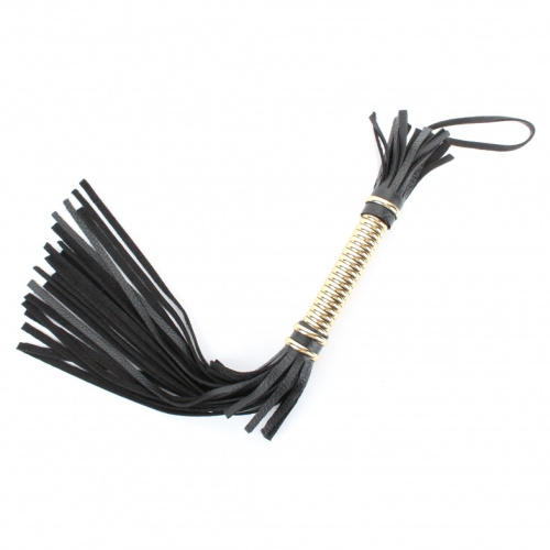 Кожаная плеть с витой золотой ручкой 45 см фото 2