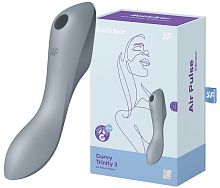 Вакуумный стимулятор клитора с вибрирующей ручкой Satisfyer Curvy Trinity 3 серый