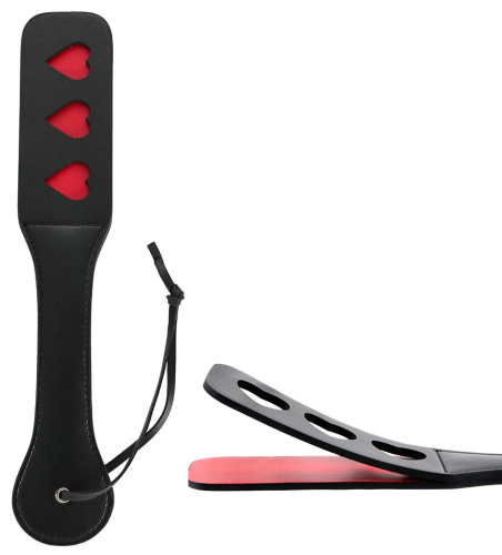 Пэдл черно-красный с сердечками 32 см фото 2