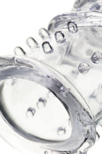 Прозрачная насадка на пенис с точечно-ребристым рельефом Toyfa Kors фото 7