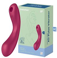 Вакуумный стимулятор клитора с вибрирующей ручкой Satisfyer Curvy Trinity 1 розовый