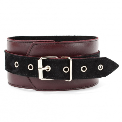 Ошейник из натуральной кожи бордо фото 3
