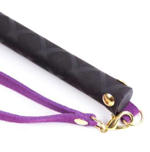 Компактная черно-фиолетовая плеть из замши 27 см фото 4