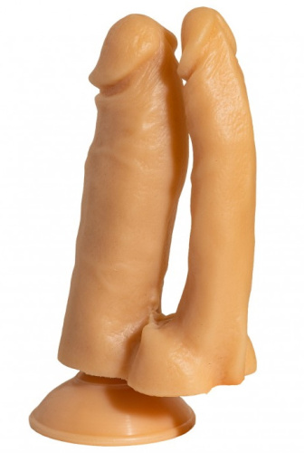 Двойной фаллоимитатор на присоске 14 см фото 2