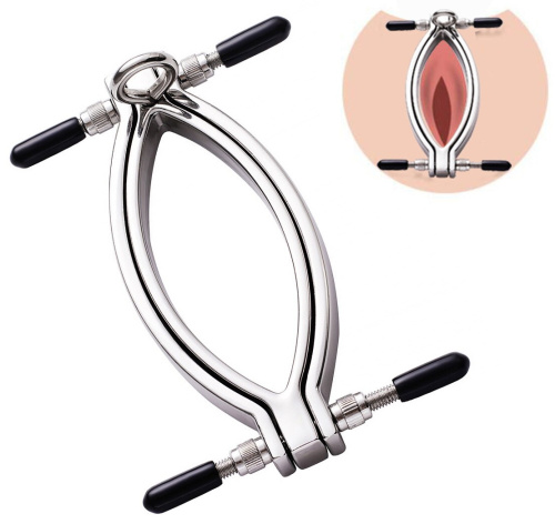 Металлический зажим с поводком для половых губ фото 2