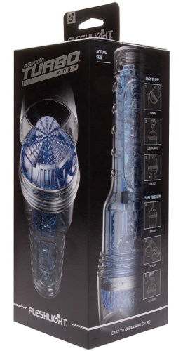 Прозрачный мастурбатор Голубой Лед Fleshlight Turbo Core фото 9