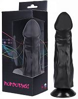 Реалистичный черный фаллоимитатор на присоске 21 см