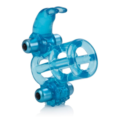 Насадка на пенис с двумя вибропулями и зайчиком для клитора фото 5