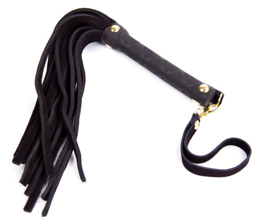 Компактная черная плеть из натуральной замши 27 см