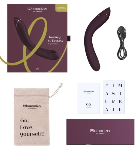 Вакуумный стимулятор точки G с вибрацией Womanizer OG бордовый фото 18