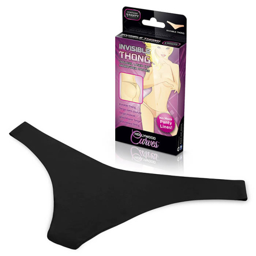 Невидимые трусики стринги черные Hollywood Curves SM фото 3