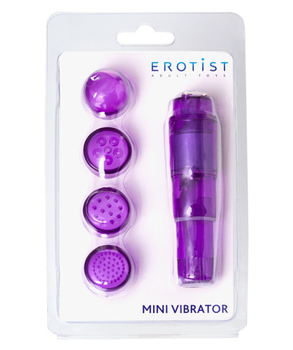 Фиолетовый мини-стимулятор Erotist Adult Toys с насадкам фото 4