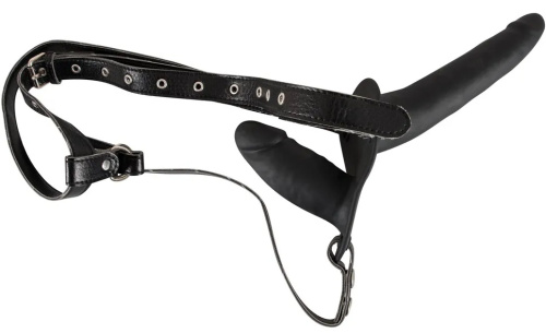 Двойной страпон черного цвета Double Strap On фото 3