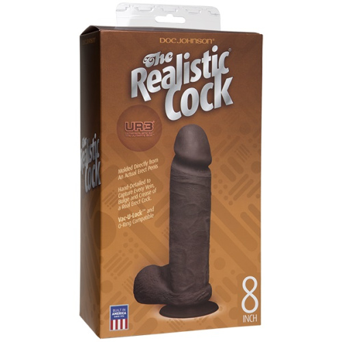 Ультрареалистичный темнокожий фаллоимитатор 8in UR3 The Realistic Cock фото 4