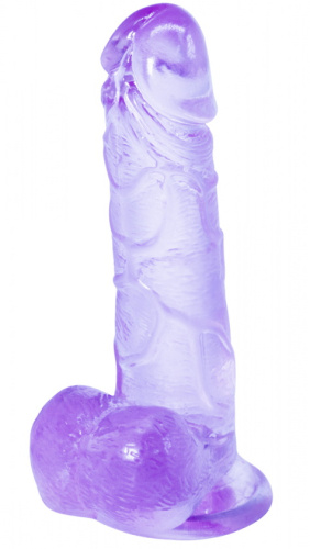 Прозрачный фаллоимитатор с мошонкой Intergalactic Oxygen Purple 18 см фото 3