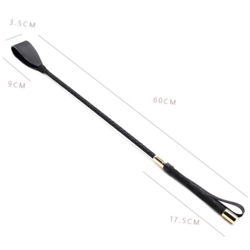 Кожаный черный стек с золотистой ручкой 60 см фото 6