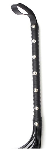 Классическая черная плеть с удлиненной рукояткой 60 см фото 5