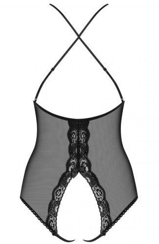 Эротическое черное боди с открытой промежностью S/M фото 5