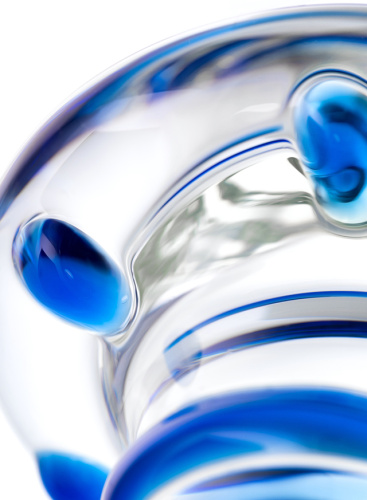 Двусторонний стеклянный фаллоимитатор с массажным рельефом 23 см фото 5