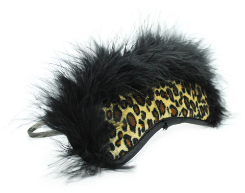 Леопардовая маска для глаз с черным мехом фото 3