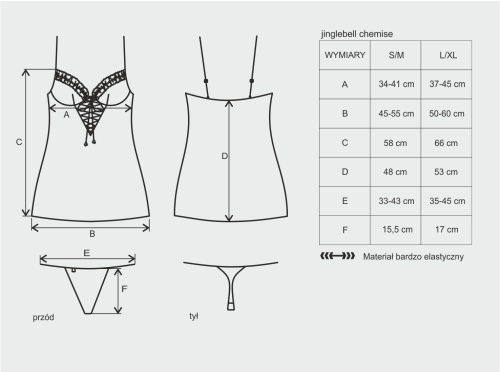 Женская новогодняя сорочка Jinglebell со шнуровкой со стрингами L/XL фото 3