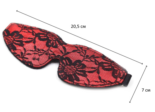 Кружевная черно-красная маска на глаза фото 5