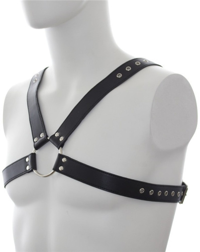 Черная крестообразная мужская сбруя фото 3