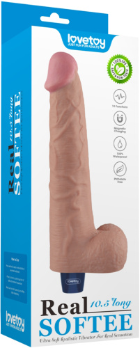 Классический вибратор с мошонкой Real Softee 27 см фото 3
