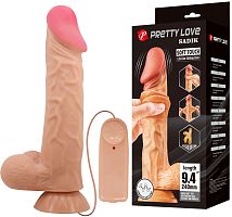 Реалистичный вибратор с эффектом двойной кожи телесный Pretty Love Sliding Skin Sadik 24 см