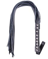 Черная БДСМ плеть из натуральной кожи 64 см