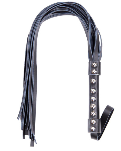 Черная БДСМ плеть из натуральной кожи 64 см