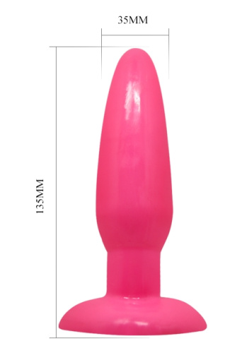 Яркая розовая анальная пробка с присоской фото 6