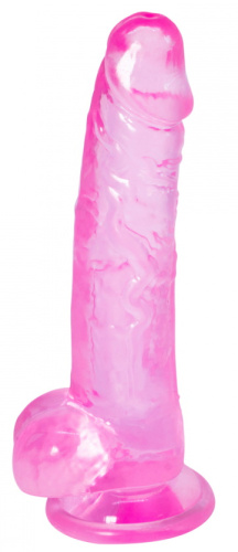 Прозрачный фаллос с мошонкой Intergalactic Rocket Pink 19 см фото 2